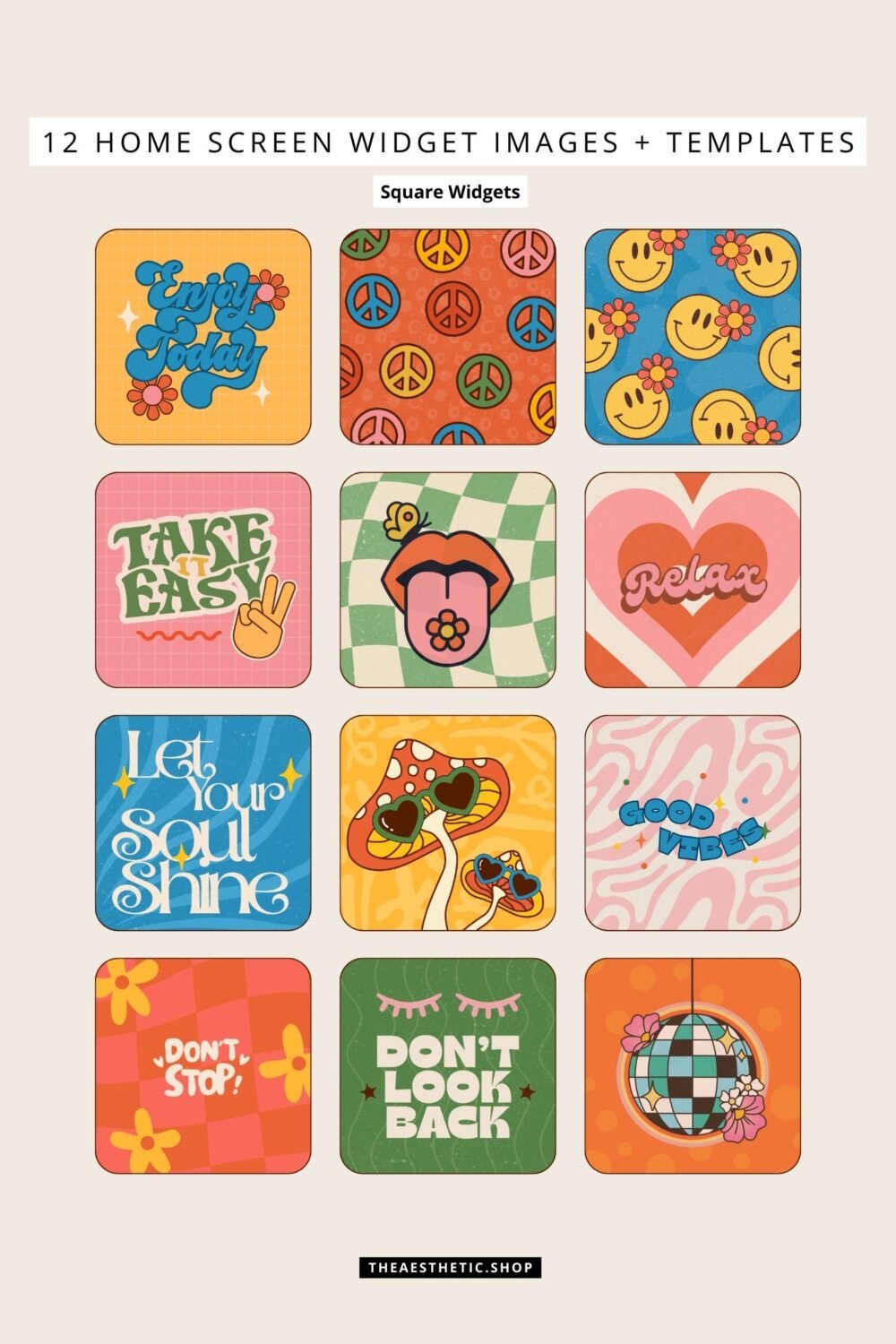 Groovy Aesthetic Customization Kit: Phone + desktop icons, graphics, images and more