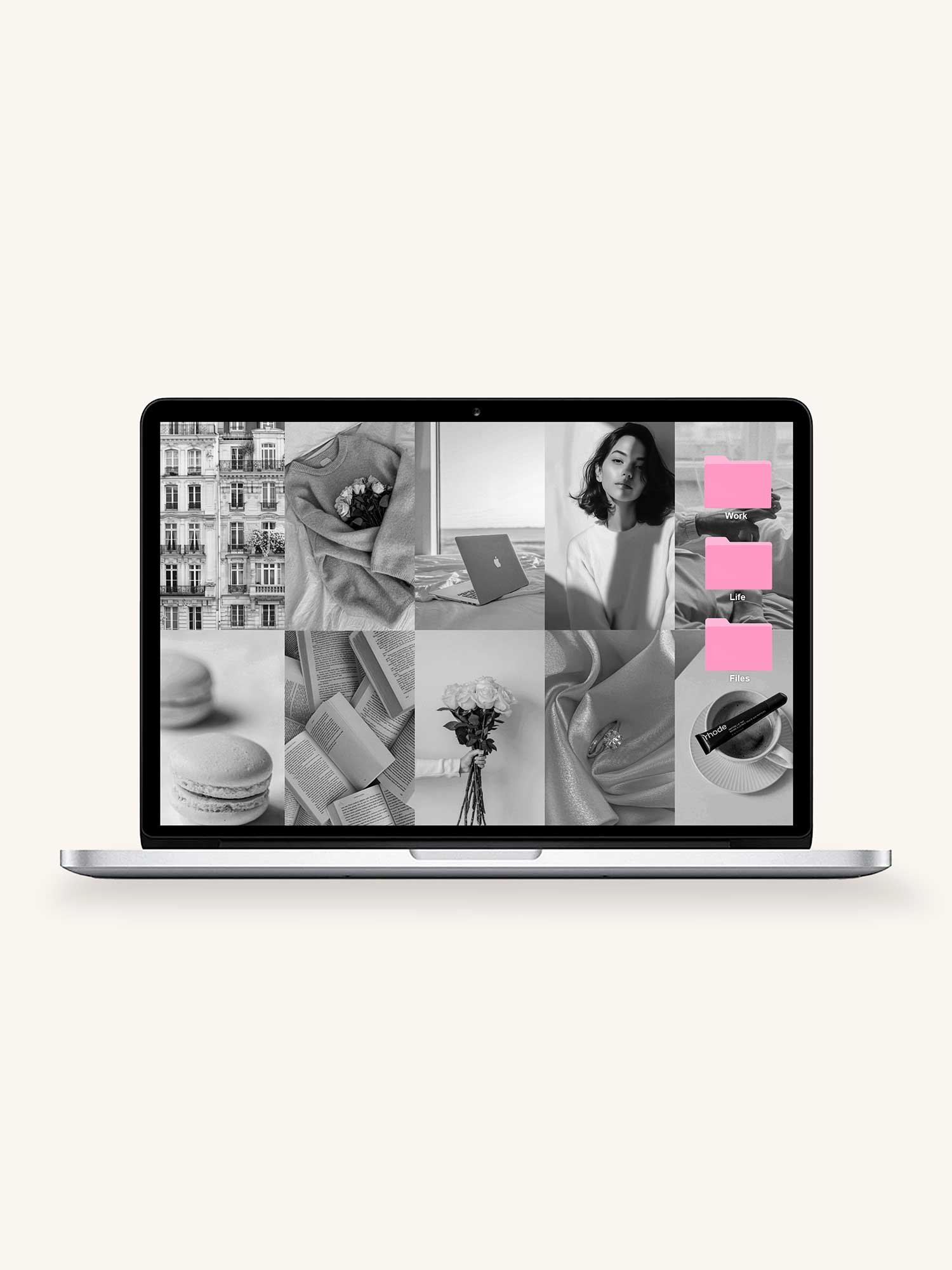 Aesthetic Laptop with Pink Folders