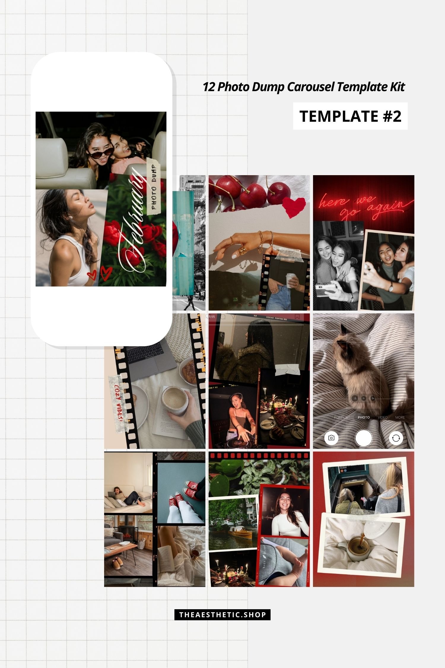 instagram photo dump carousel canva templates by the aesthetic shop