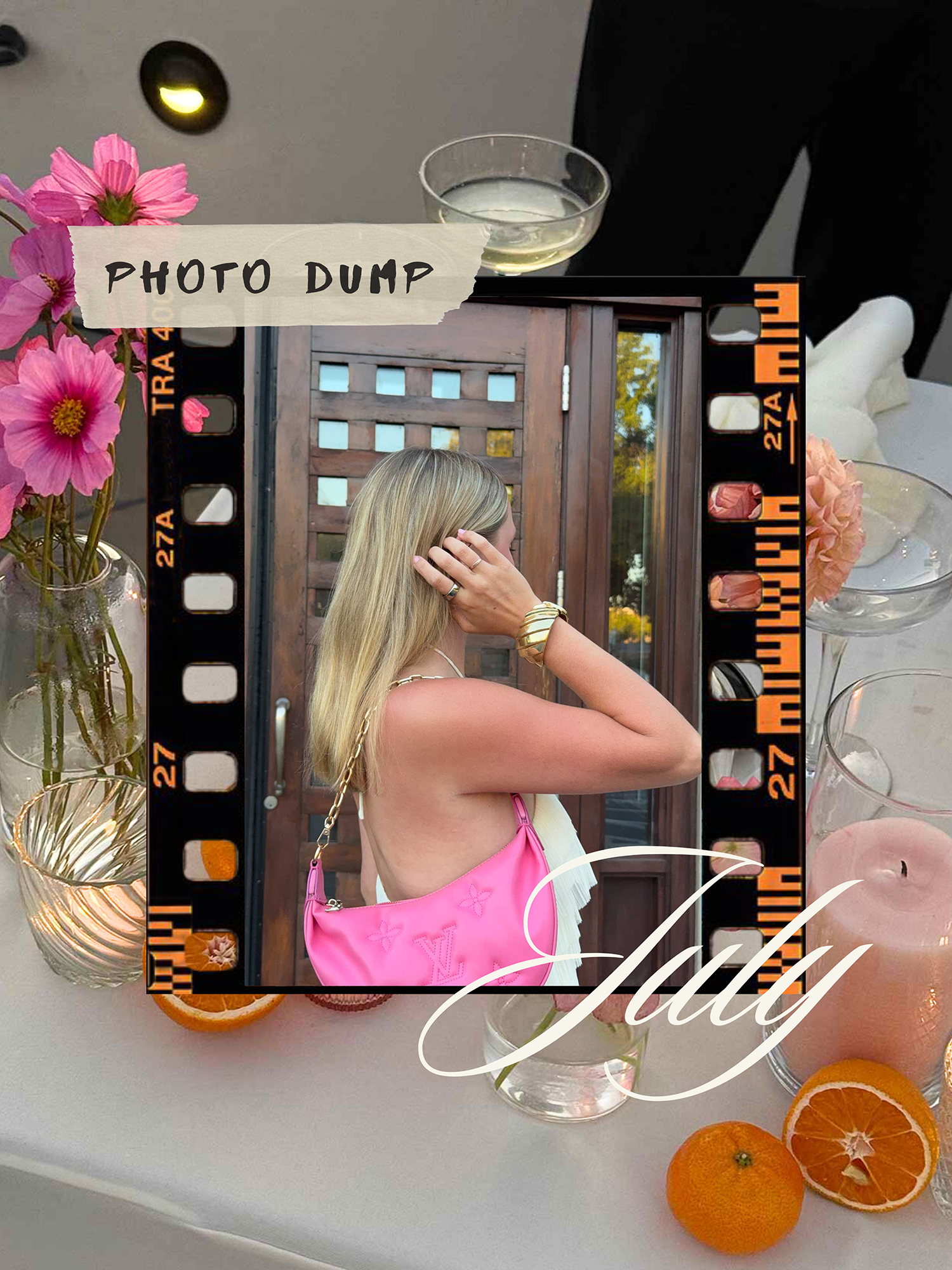 July Aesthetic photo dump collage junk journal digital scrapbook Canva template