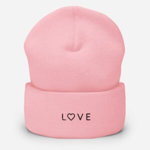 ‘L♡VE’ Pink Cuffed Beanie Aesthetic by Lucy Love Shop