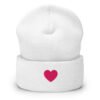 cuffed-beanie-white-front-692473379744f.jpg 'Pink Heart' White Cuffed Beanie