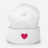cuffed-beanie-white-front-692473379935d.jpg 'Pink Heart' White Cuffed Beanie