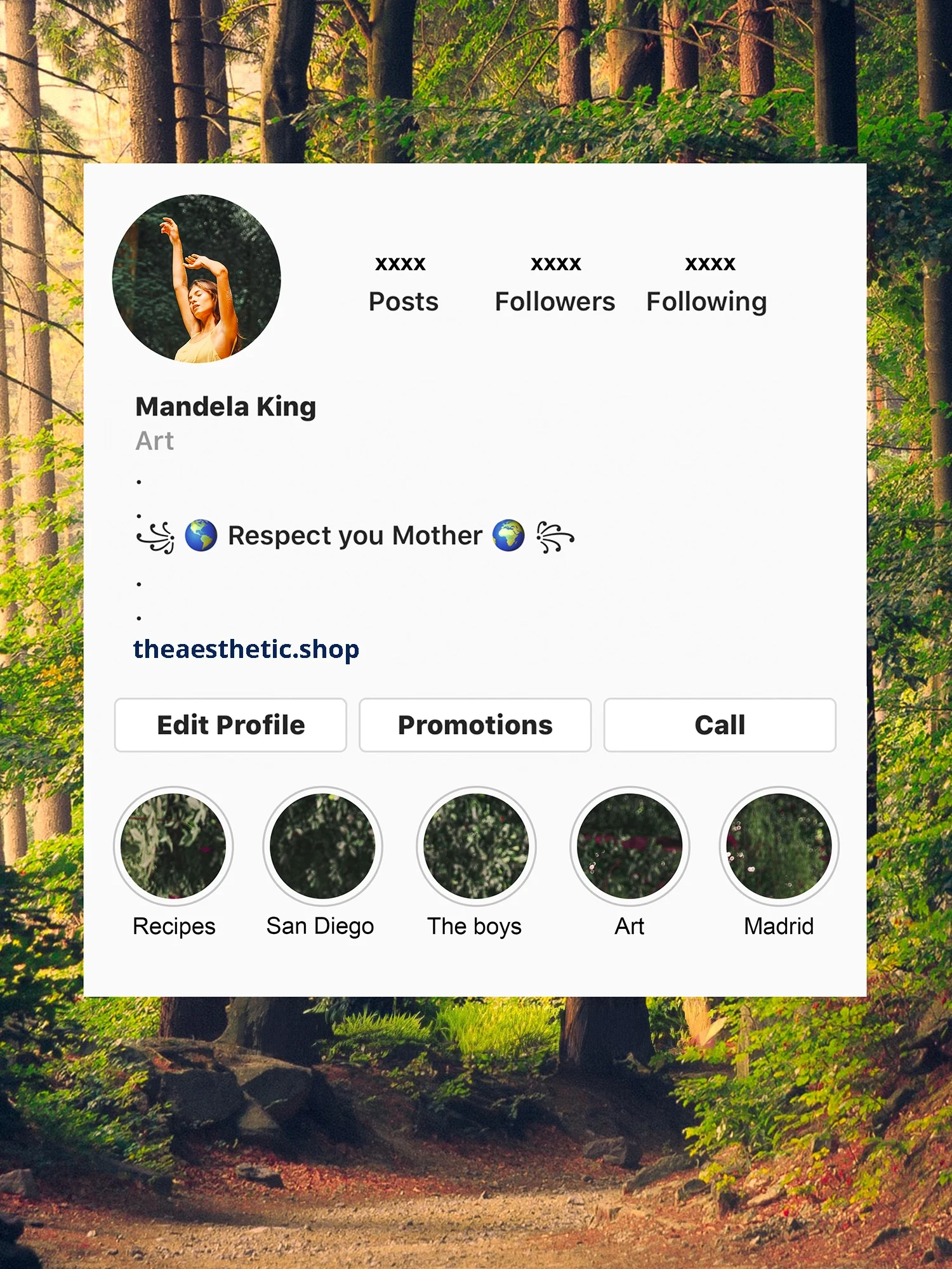 nature-boho-aesthetic-instagram-bio-idea