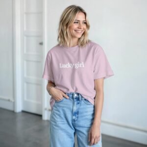 6c35fb2e-9ca2-497a-8813-6c0634550776.jpg 'Lucky Girl' Pink T-shirt