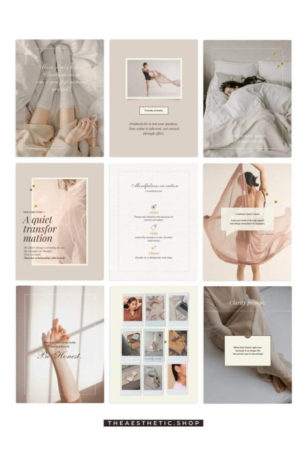 Chic Minimalist Coach Content Kit: 100 Canva Templates for Life Coaches