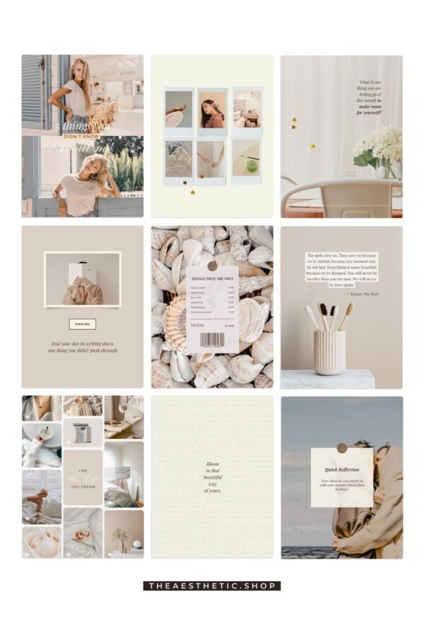 Chic Minimalist Coach Content Kit: 100 Canva Templates for Life Coaches