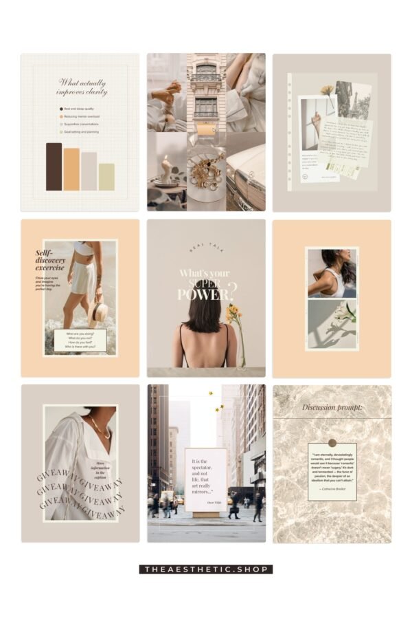 Chic Minimalist Coach Content Kit: 100 Canva Templates for Life Coaches