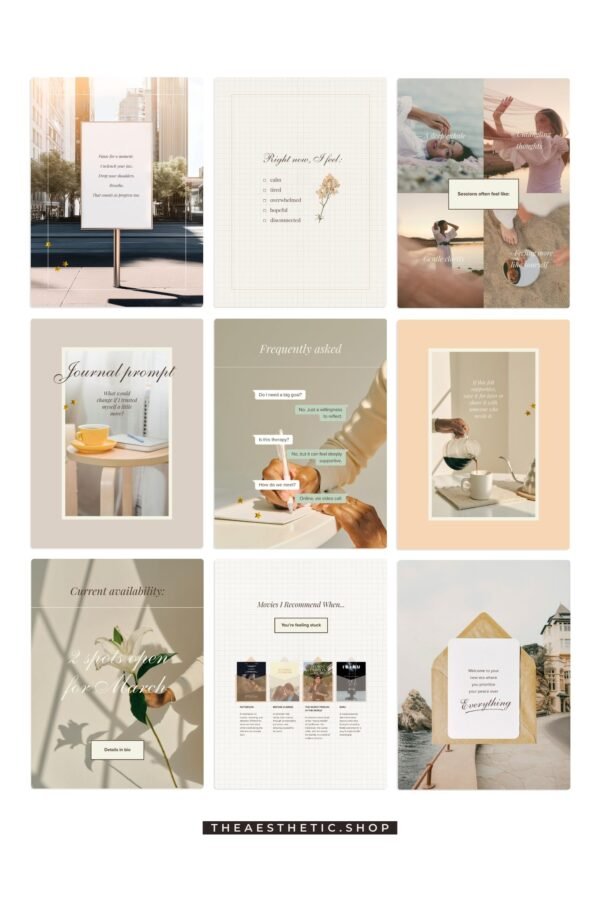 Chic Minimalist Coach Content Kit: 100 Canva Templates for Life Coaches