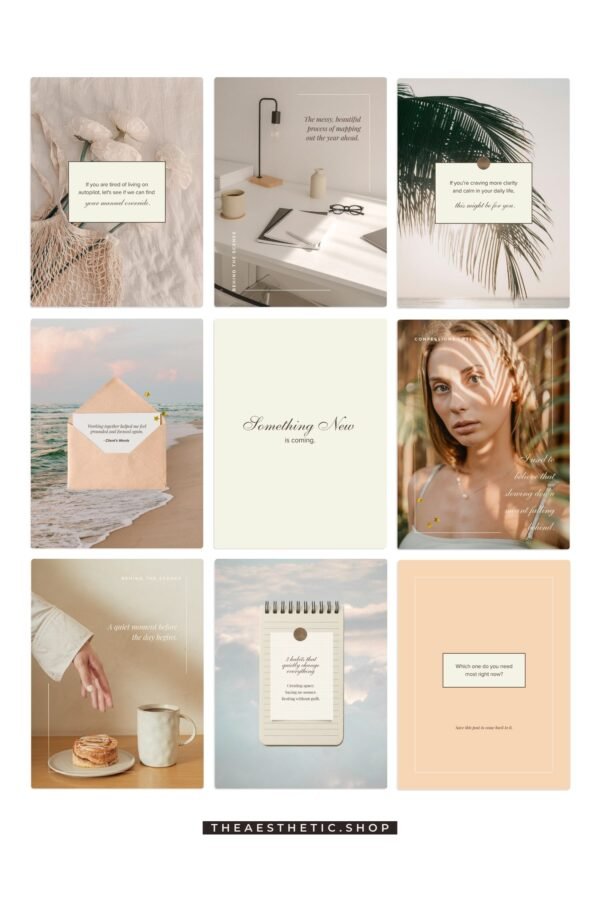 Chic Minimalist Coach Content Kit: 100 Canva Templates for Life Coaches