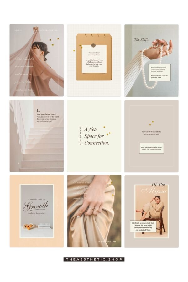 Chic Minimalist Coach Content Kit: 100 Canva Templates for Life Coaches