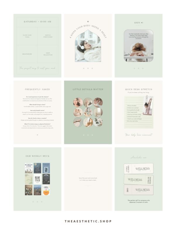 Wellness Content Kit: 100 Canva Templates for Wellness Studios & Instructors