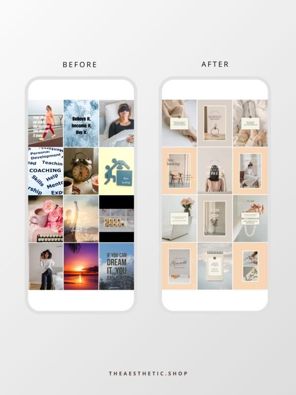before after instagram feed aesthetic