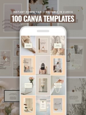 minimalist neutral color beige aesthetic Coach Content Kit: 100 Canva Templates for Life Coaches