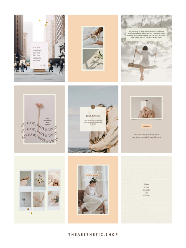 minimalist neutral color beige aesthetic Coach Content Kit: 100 Canva Templates for Life Coaches