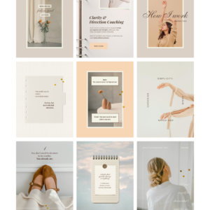 minimalist neutral color beige aesthetic Coach Content Kit: 100 Canva Templates for Life Coaches