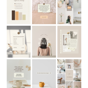 minimalist neutral color beige aesthetic Coach Content Kit: 100 Canva Templates for Life Coaches