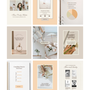 minimalist neutral color beige aesthetic Coach Content Kit: 100 Canva Templates for Life Coaches