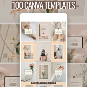 minimalist neutral color beige aesthetic Coach Content Kit: 100 Canva Templates for Life Coaches