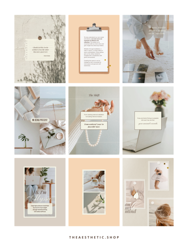 minimalist neutral color beige aesthetic Coach Content Kit: 100 Canva Templates for Life Coaches