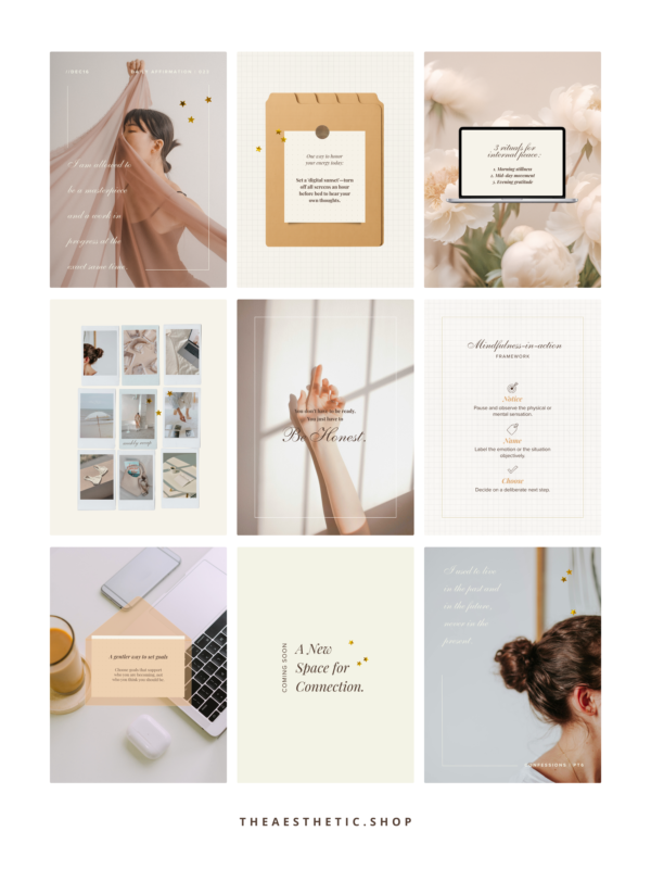minimalist neutral color beige aesthetic Coach Content Kit: 100 Canva Templates for Life Coaches