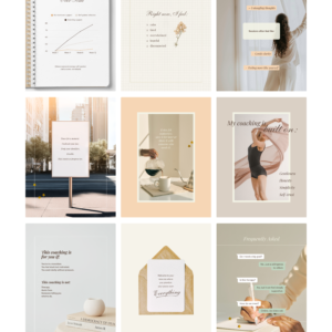 minimalist neutral color beige aesthetic Coach Content Kit: 100 Canva Templates for Life Coaches