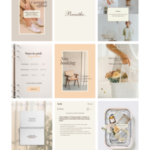 minimalist neutral color beige aesthetic Coach Content Kit: 100 Canva Templates for Life Coaches