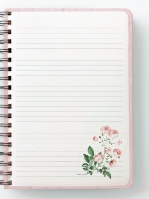 free pink aesthetic background image notebook with flower