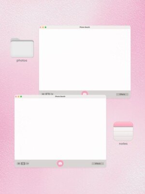 free pink aesthetic macbook pro photobooth window mockup background image