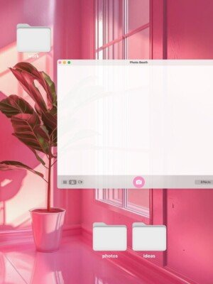 free pink aesthetic macbook pro photobooth window mockup background image