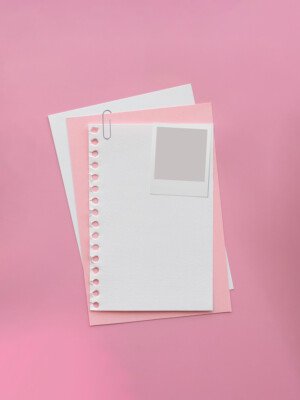 free pink aesthetic papers and polaroid background
