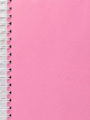 free pink aesthetic spiral notebook background for social media posts